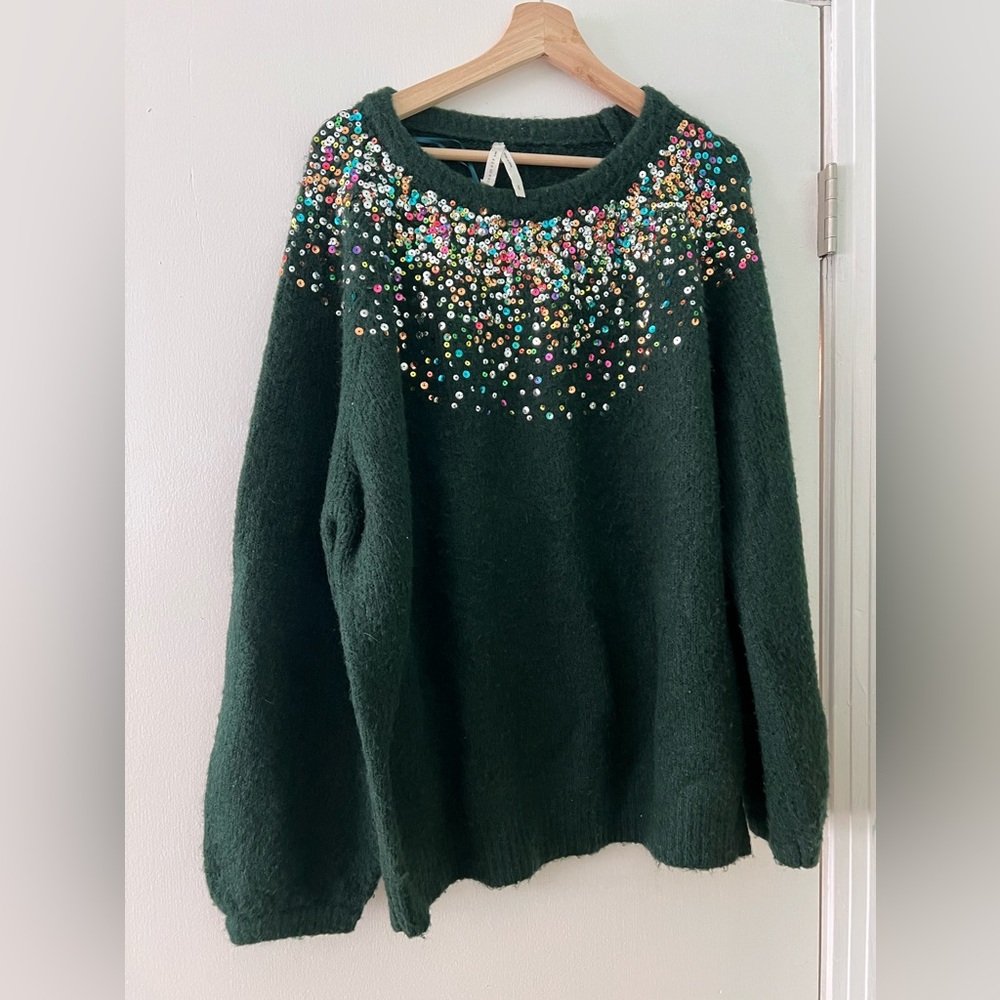 ModCloth sparkle collar evergreen sweater 2x
